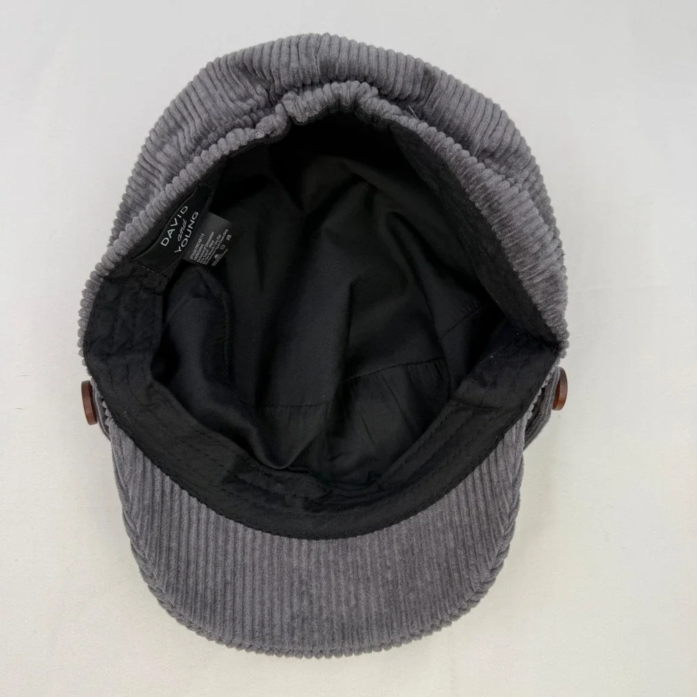 Vintage Y2K Gray Corduroy Newsboy Cap Baker Boy Hat FWCAB114 One Size